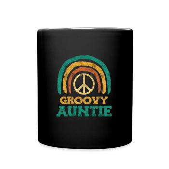 Groovy Auntie Love and Peace Hippie Aunt - Full Colour Mug - black - Front