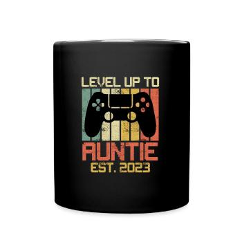 Level up Auntie 2023 Promotion Aunt Soon Aunt - Full Colour Mug - black - Front