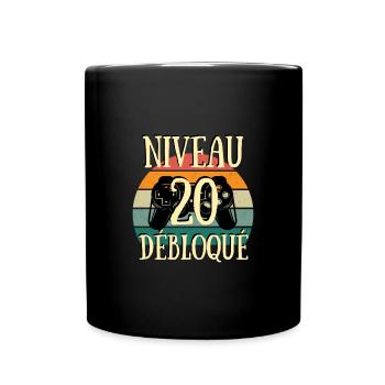 niveau 20 débloqué anniversaire 20 ans homme drole - Mug uni - noir - Devant