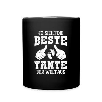 So sieht die beste Tante der Welt aus Onkel Tante - Tasse einfarbig - Schwarz - Vorne