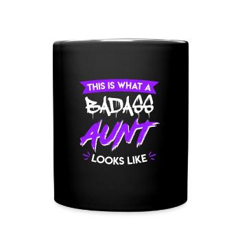 This is what cool aunt from family Badass Aunt looks like - Full Colour Mug - black - Front