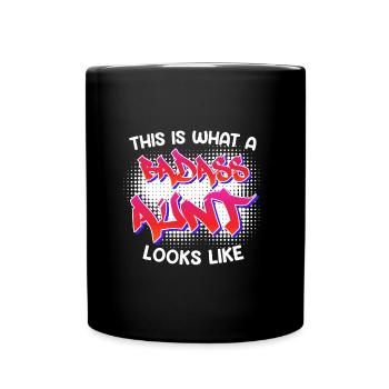 This is what a cool aunt from Bad As's aunt looks like - Full Colour Mug - black - Front