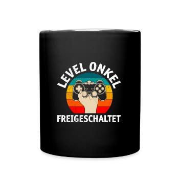 Level Onkel wird freigeschaltet Onkel - Tasse einfarbig - Schwarz - Vorne