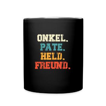Onkel Pate Held Freund Onkel - Tasse einfarbig - Schwarz - Vorne