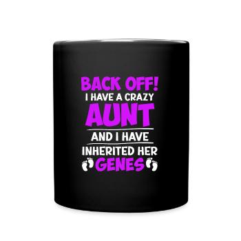Attention j’ai les gènes de ma tante folle - Mug uni - noir - Devant