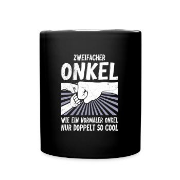 Zweifacher Onkel wie ein normaler Onkel - Tasse einfarbig - Schwarz - Vorne