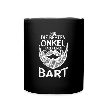 Die besten Onkel haben einen Bart Onkel - Tasse einfarbig - Schwarz - Vorne