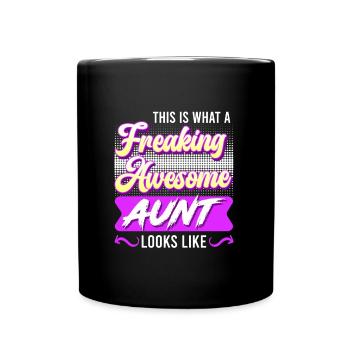 So sieht eine richtig tolle Tante aus Nichte Tante - Tasse einfarbig - Schwarz - Vorne
