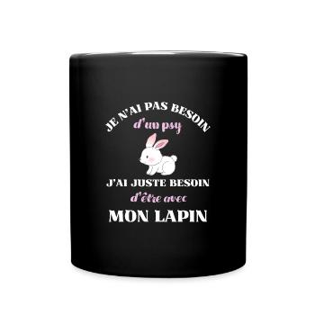 besoin psy lapin femme humour idée cadeau fille - Mug uni - noir - Devant