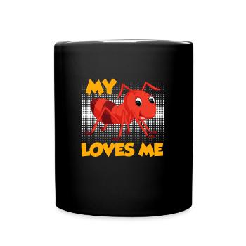 Meine Tante liebt mich Ameise Aunt Ant Beste Tante - Tasse einfarbig - Schwarz - Vorne