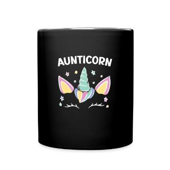Unicorn Aunt Aunticorn Fairy Tale Super Aunt - Full Colour Mug - black - Front