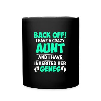 Attention j’ai les gènes de ma tante folle - Mug uni - noir - Devant