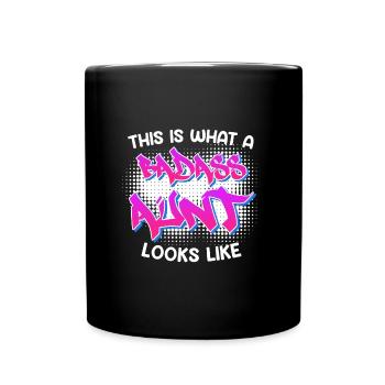 This is what a cool aunt from Bad As's aunt looks like - Full Colour Mug - black - Front