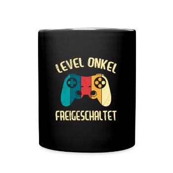 Level Onkel freigeschaltet Onkel - Tasse einfarbig - Schwarz - Vorne