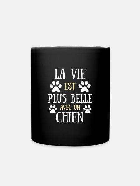 Vie plus belle chien homme humour idée cadeau - Mug uni - noir