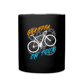 Opa auf Radtour Großvater fährt Fahrrad - Tasse einfarbig - Schwarz - Vorne