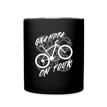 Opa auf Radtour Großvater fährt Fahrrad - Tasse einfarbig - Schwarz - Vorne