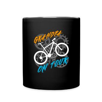 Opa auf Radtour Großvater fährt Fahrrad - Tasse einfarbig - Schwarz - Vorne