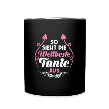 So sieht die weltbeste Tante aus Beste Tante - Tasse einfarbig - Schwarz - Vorne