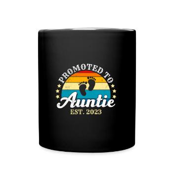 Promoted to Auntie 2023 Promotion Best Aunt - Full Colour Mug - black - Front