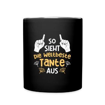 So sieht die weltbeste Tante aus Beste Tante - Tasse einfarbig - Schwarz - Vorne