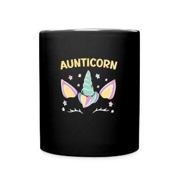 Unicorn Aunt Aunticorn Fairy Tale Super Aunt - Full Colour Mug - black - Front