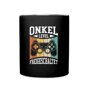 Onkel Level freigeschaltet bester Onkel - Tasse einfarbig - Schwarz - Vorne