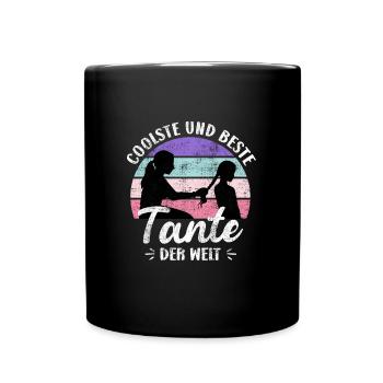 Coolste und Beste Tante der Welt Onkel Tante - Tasse einfarbig - Schwarz - Vorne