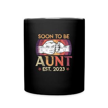 Ich werde Tante 2023 Bald Tante Beste Tante - Tasse einfarbig - Schwarz - Vorne