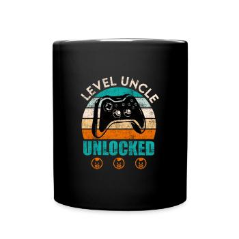 Level Onkel freigeschaltet Onkel - Tasse einfarbig - Schwarz - Vorne