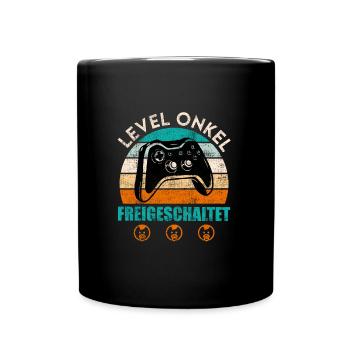 Level Onkel freigeschaltet Onkel - Tasse einfarbig - Schwarz - Vorne