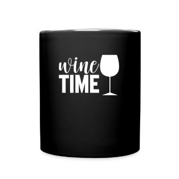 Wein Zeit - Tasse einfarbig - Schwarz - Vorne