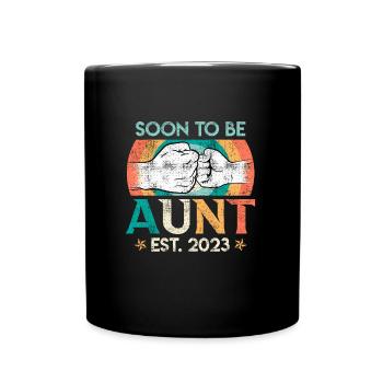 Ich werde Tante 2023 Bald Tante Beste Tante - Tasse einfarbig - Schwarz - Vorne
