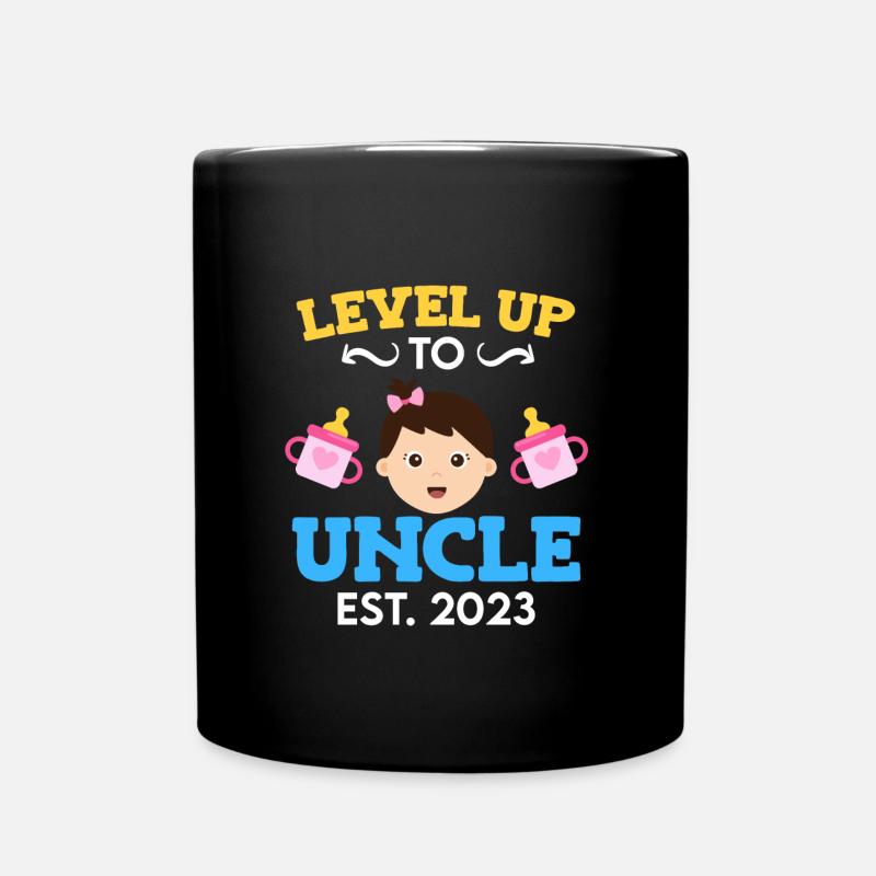 Level up to Uncle 2023 Onkel 2023 - Tasse einfarbig - Schwarz