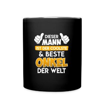 Der coolste Onkel der Welt Onkel Spruch - Tasse einfarbig - Schwarz - Vorne