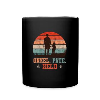 Onkel Pate Held Onkel Spruch - Tasse einfarbig - Schwarz - Vorne