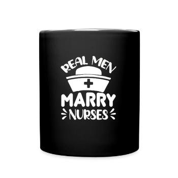 Echte Männer heiraten Krankenschwestern - Tasse einfarbig - Schwarz - Vorne