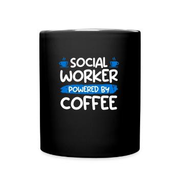 Powered with Coffee Cup Social Worker - Full Colour Mug - black - Front