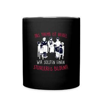 Soziale Arbeit Stuhlkreis Gruppe Sozialarbeiter - Tasse einfarbig - Schwarz - Vorne