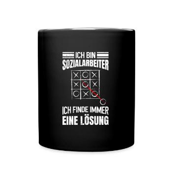 Ich finde immer eine Lösung ich bin Sozialarbeiter - Tasse einfarbig - Schwarz - Vorne