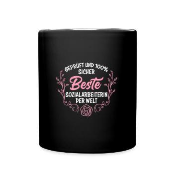 Getestet und sicher Ich bin Sozialarbeiterin - Tasse einfarbig - Schwarz - Vorne
