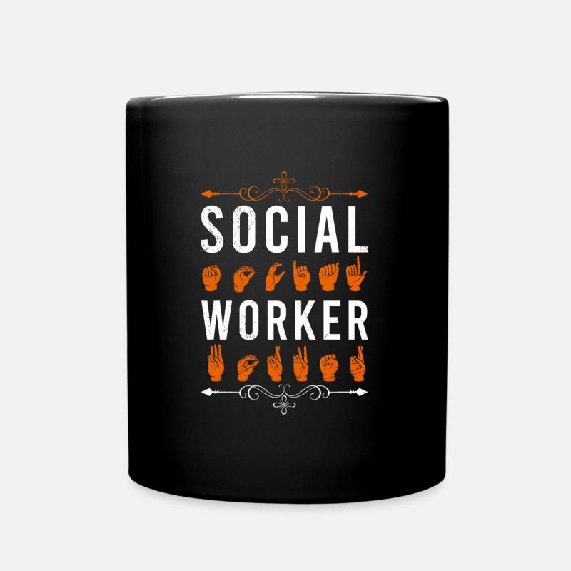 Gebärdensprache Ich bin Sozialarbeiter - Tasse einfarbig - Schwarz