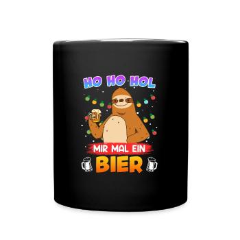 Ho Hol mir mal ein Bier Faultier Biertrinker - Tasse einfarbig - Schwarz - Vorne