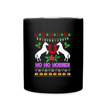 Ho Ho Chevaux Ugly Chritsmas Cavalier Cavalier - Mug uni - noir - Devant