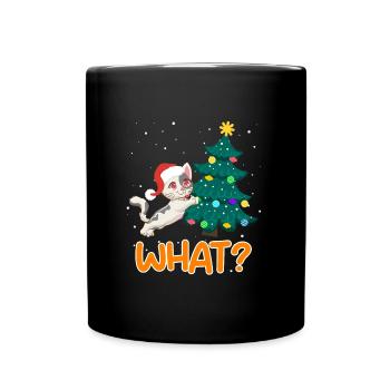 What? Lustige Katze Tannenbaum Kätzchen - Tasse einfarbig - Schwarz - Vorne