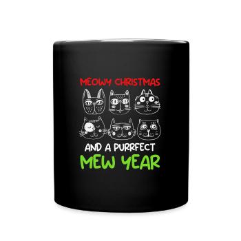 Miaou de Noël et un chat purrfect année - Mug uni - noir - Devant
