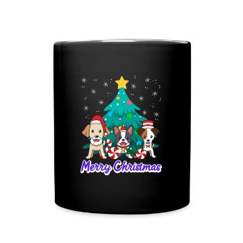 Dogs Christmas Merry Christmas Dog Owners - Full Colour Mug - black - Front