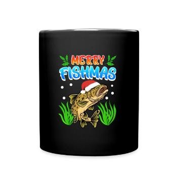 Trout Angler Joyeux Fishmas Angler Noël - Mug uni - noir - Devant