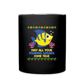 May all you Fischmas wishes come true Aquarium - Full Colour Mug - black - Front