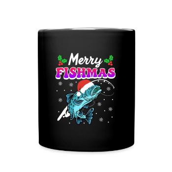 Joyeux pêcheur Angler Ange de Noël - Mug uni - noir - Devant